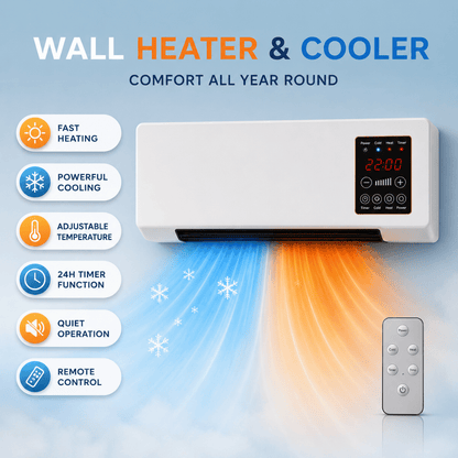 Gabrys 2-in-1 Wall Mounted Fan Heater – 1800W & Remote