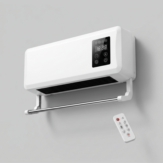 OCS Wall Fan Heater & Air Cooler – Drying Rack & Remote