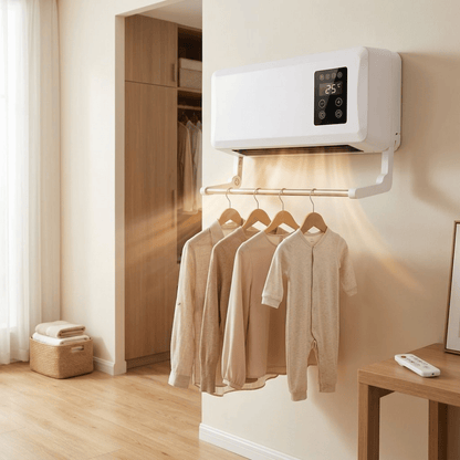OCS Wall Fan Heater & Air Cooler – Drying Rack & Remote