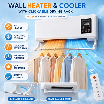 OCS Wall Fan Heater & Air Cooler – Drying Rack & Remote