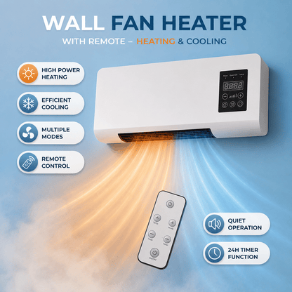 Wall Fan Heater with Remote – Heating & Cooling